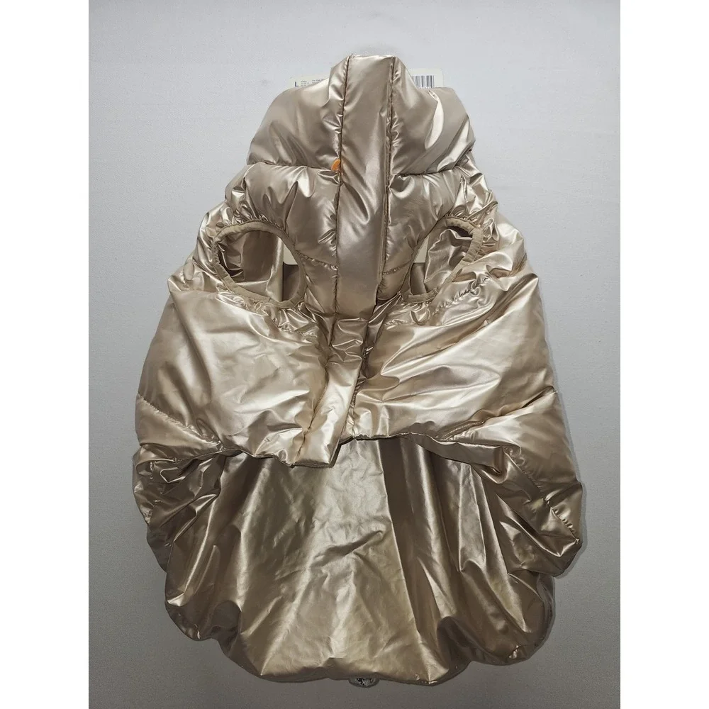 Oodles Dog Puffer Vest Jacket Metallic Gold Champagne Size L Large NWT 25-45 lbs